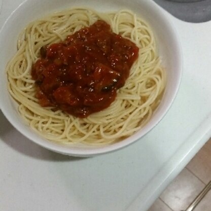 子供が大好きなミートスパゲティも、簡単おいしくできました！
ごちそうさまでした！